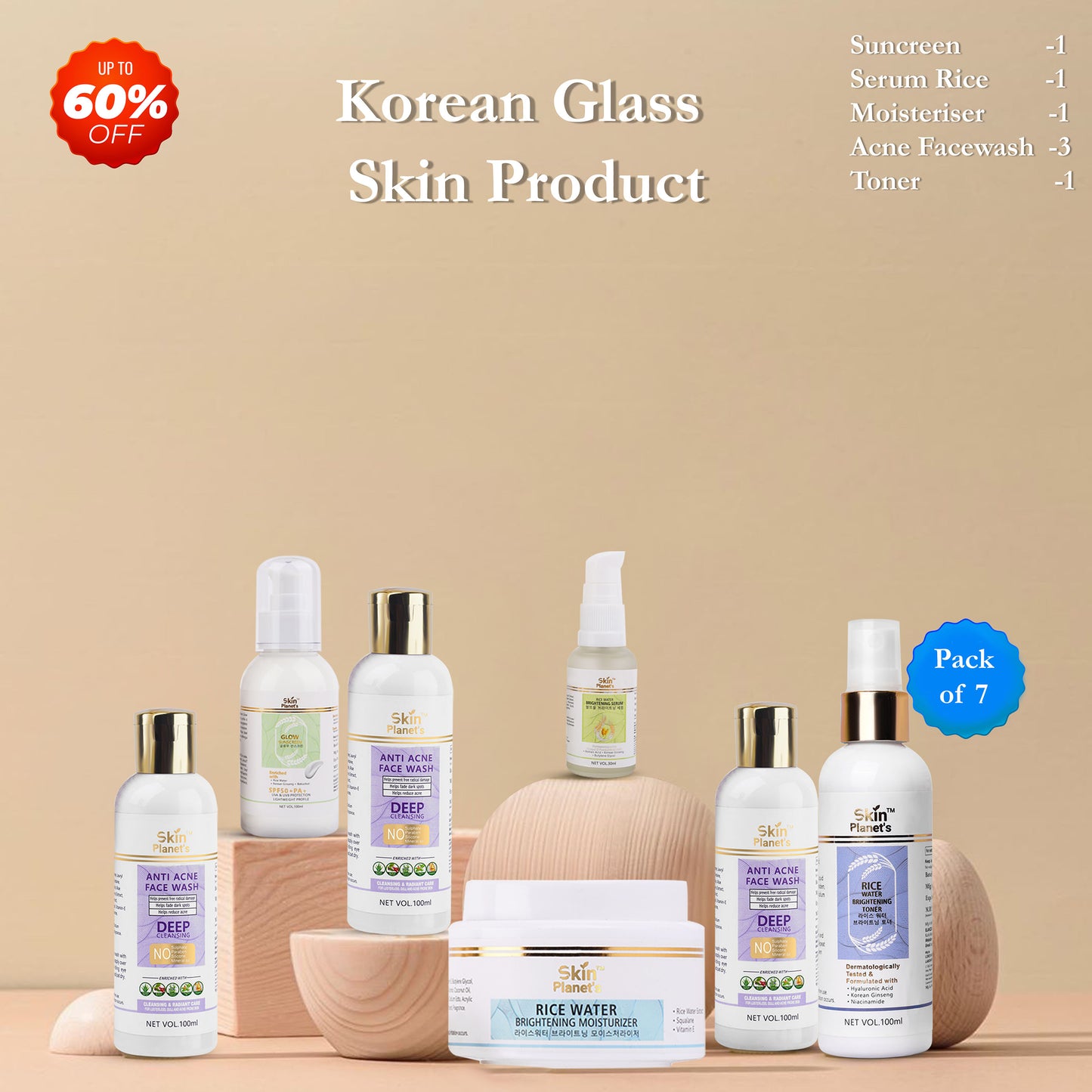 SUNSCREEN+SERUM+MOISTURIZER+ACNE FACEWASH+TONER